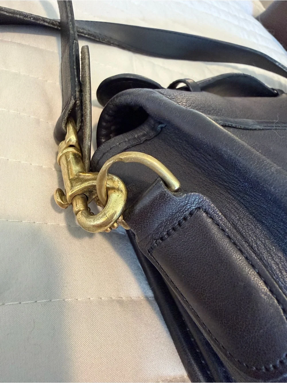 Vintage COACH Court Bag 9870 Black Crossbody Top Handle w/One-Sided Hangtag